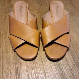 Madewell Camel Leather Crisscross Mules